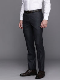 Raymond Men Solid Mid-Rise Slim Fit Formal Trousers
