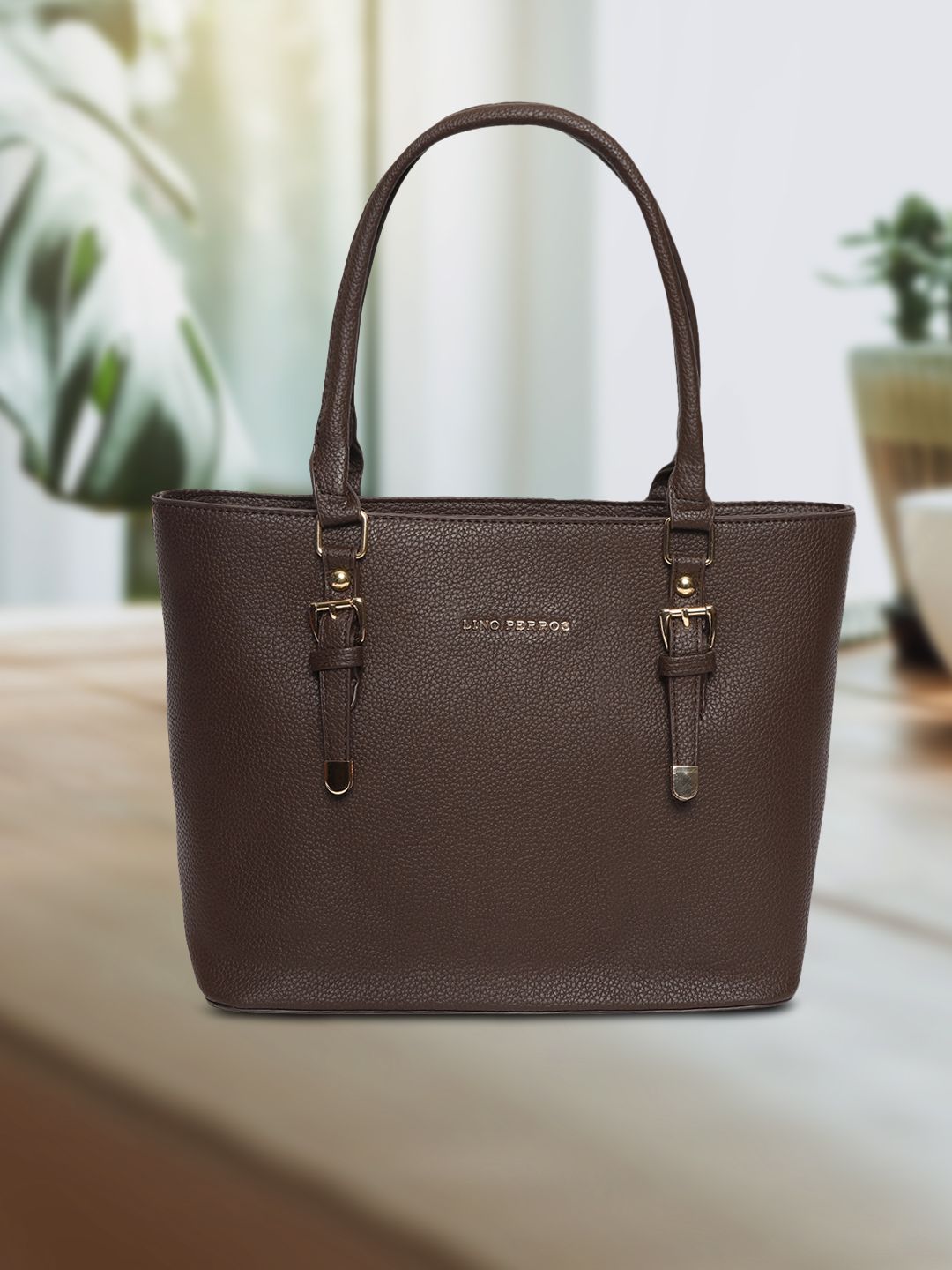 Lino Perros Coffee Brown Solid Shoulder Bag