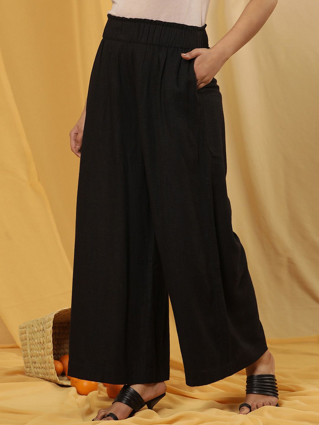 W Women Straight Fit Pleated Parallel Trousers