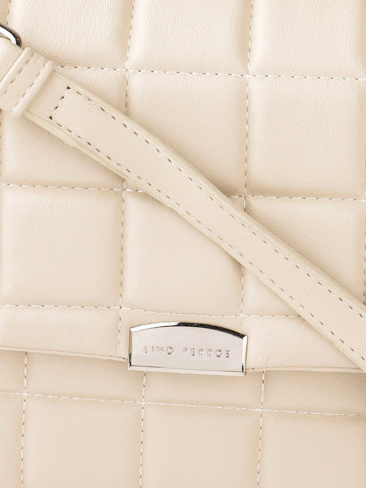 Lino Perros Women Cream-Coloured Quilted Satchel