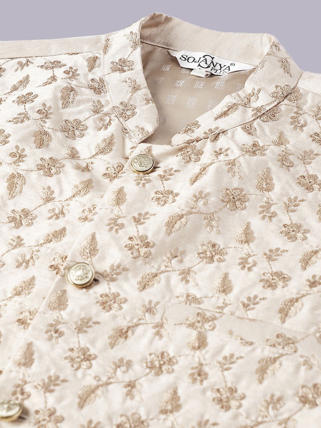 SOJANYA PLUS Plus Size Woven Design Kurta With Pyjamas & Nehru Jacket