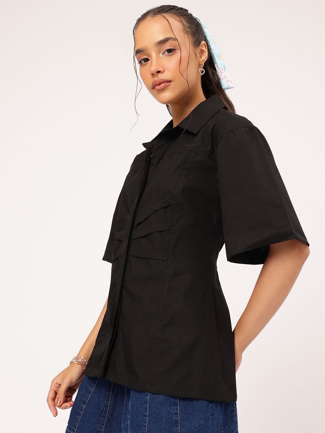 DressBerry Elegant Affair Pleated Semi-Elasticated Back Longline Shirt