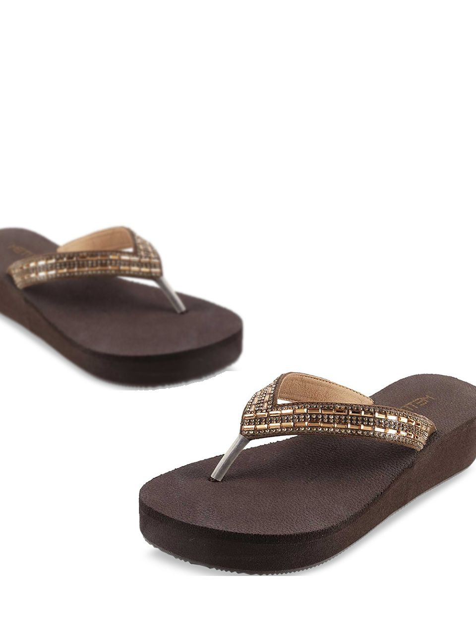Metro Women Brown Embellished Wedges