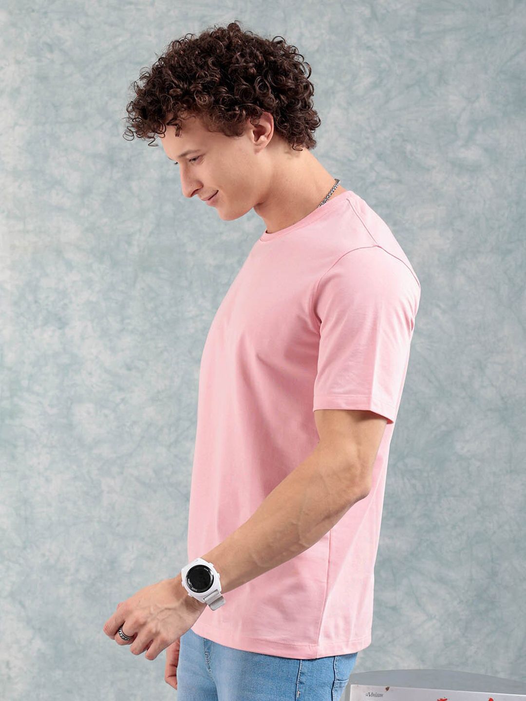 The Indian Garage Co Pink Round Neck Short Sleeves Regular T-shirt