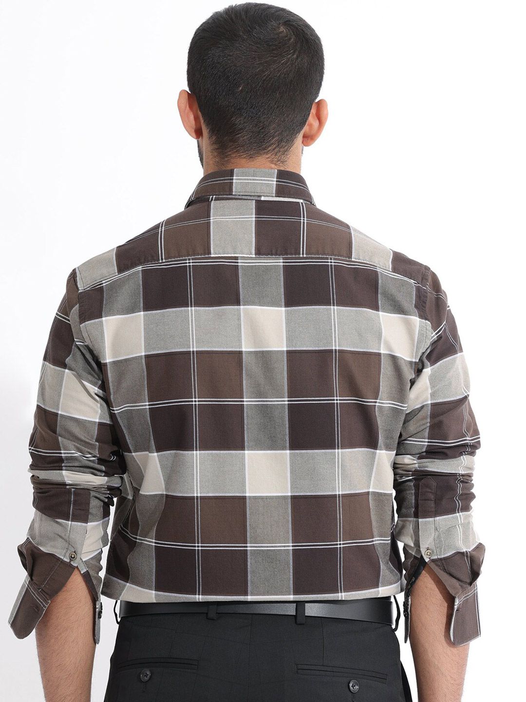 RARE RABBIT Men Newton Checked Slim Fit Classic Cotton Shirt