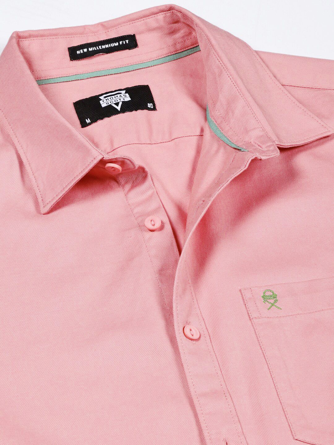 Thomas Scott Men Standard Slim Fit Flannel Weave Pure Cotton Casual Shirt
