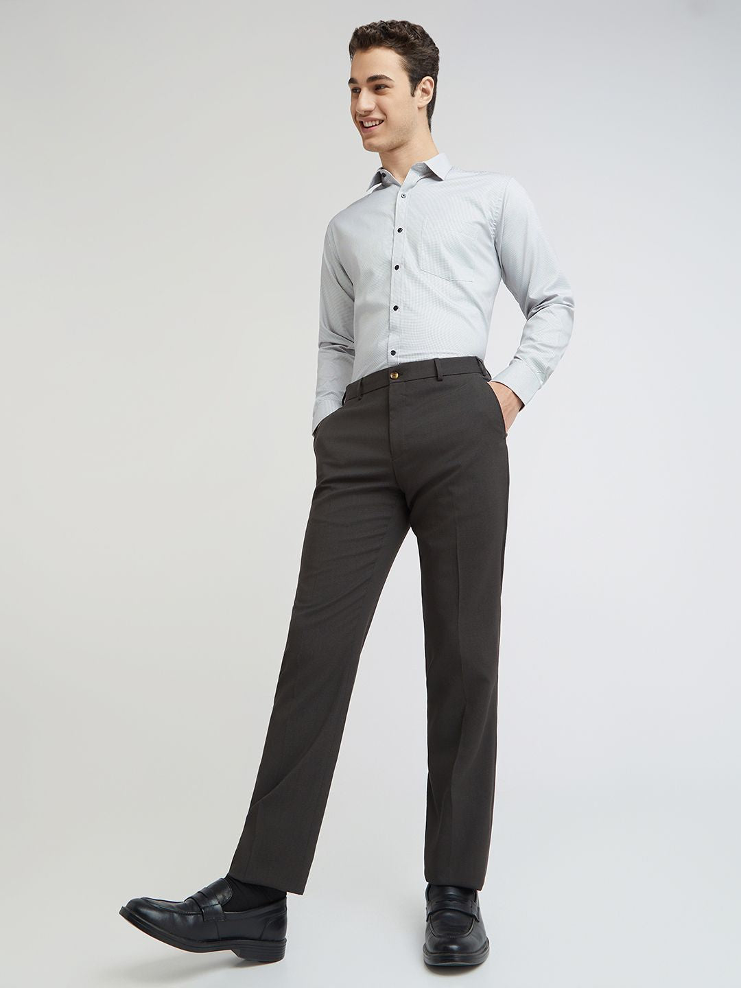 Park Avenue Men Textured Formal Trousers