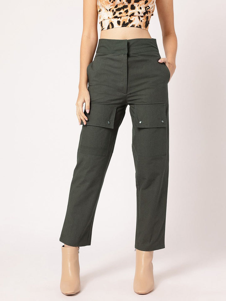 DressBerry Women Smart Utility Regular Fit Cropped Trouser