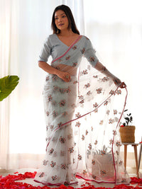 Saree mall Floral Embroidered Sequinned Net Saree