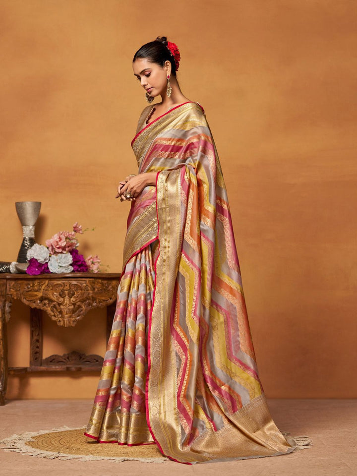 KALINI Women Silk Blend Woven Banarasi Saree With Blouse Piece
