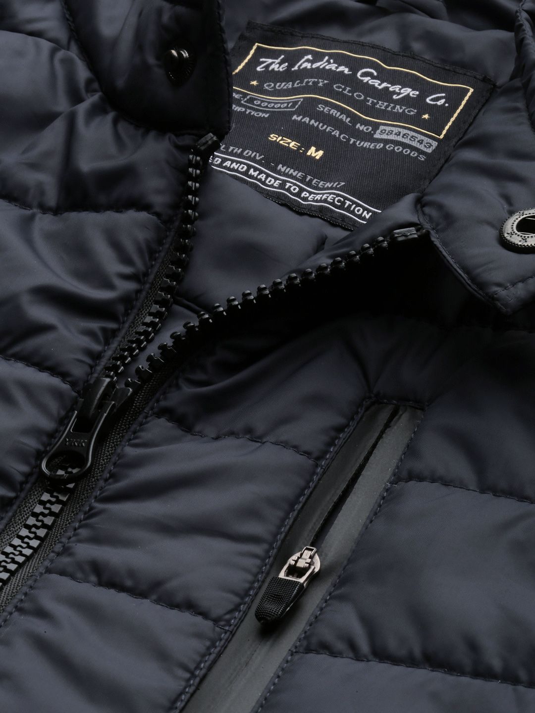 The Indian Garage Co Men Zip-Front Puffer Jacket with Zipper Pockets