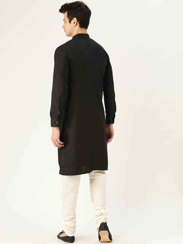 SOJANYA Lelaki Hitam Solid Kurta Lurus