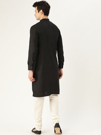 SOJANYA Lelaki Hitam Solid Kurta Lurus
