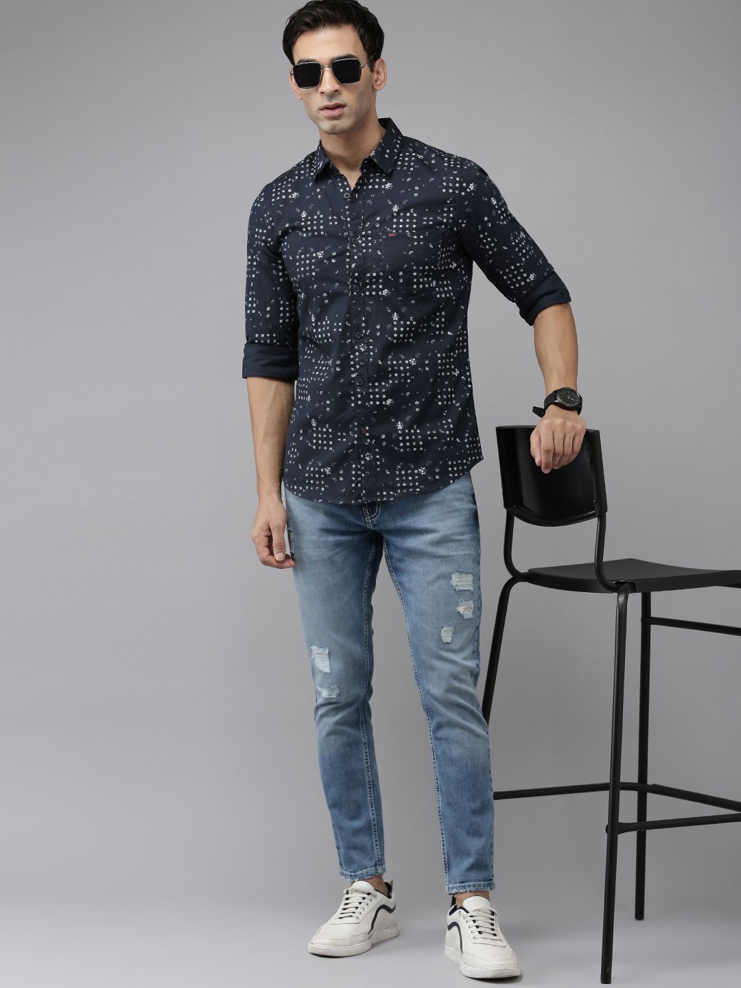 SPYKAR Cotton Slim Fit Opaque Printed Casual Shirt
