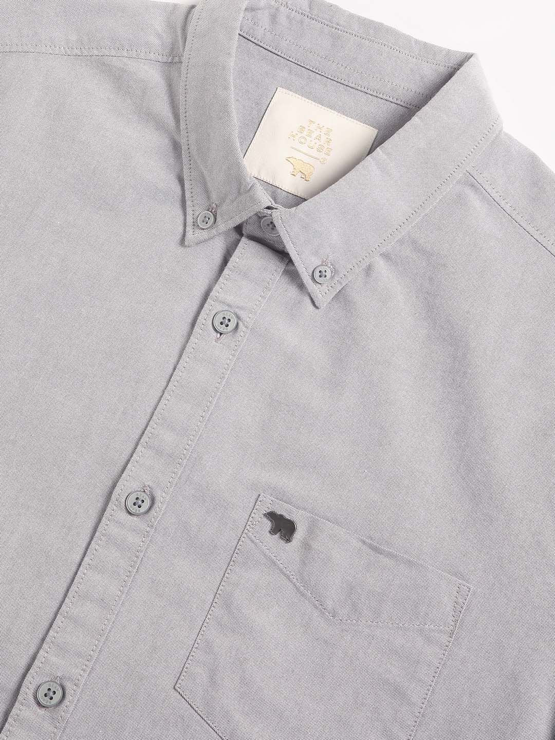 THE BEAR HOUSE Slim Fit Button Down Collar Chest Pocket Pure Cotton Casual Shirt