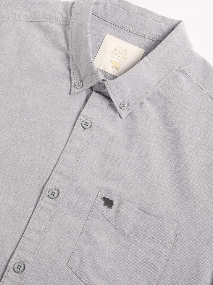 THE BEAR HOUSE Slim Fit Button Down Collar Chest Pocket Pure Cotton Casual Shirt