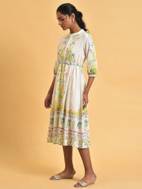 W Plus Size Floral Printed Shirt Style Midi Ethnic Dress
