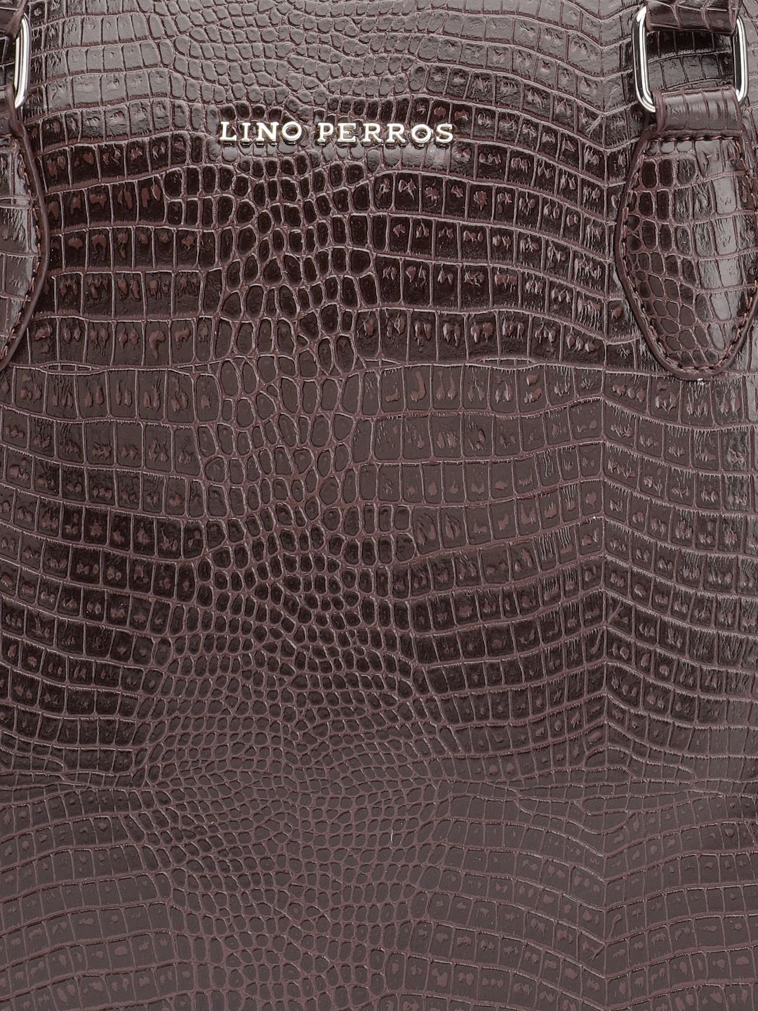 Lino Perros Women Croc Textured Structured Laptop Shoulder Bag