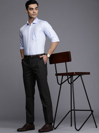 Raymond Men Black Checked Slim Fit Formal Trousers
