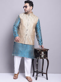 SOJANYA PLUS Rekaan Tenun Etnik Kurta & Piyama Lurus Biasa Dengan Jaket Nehru