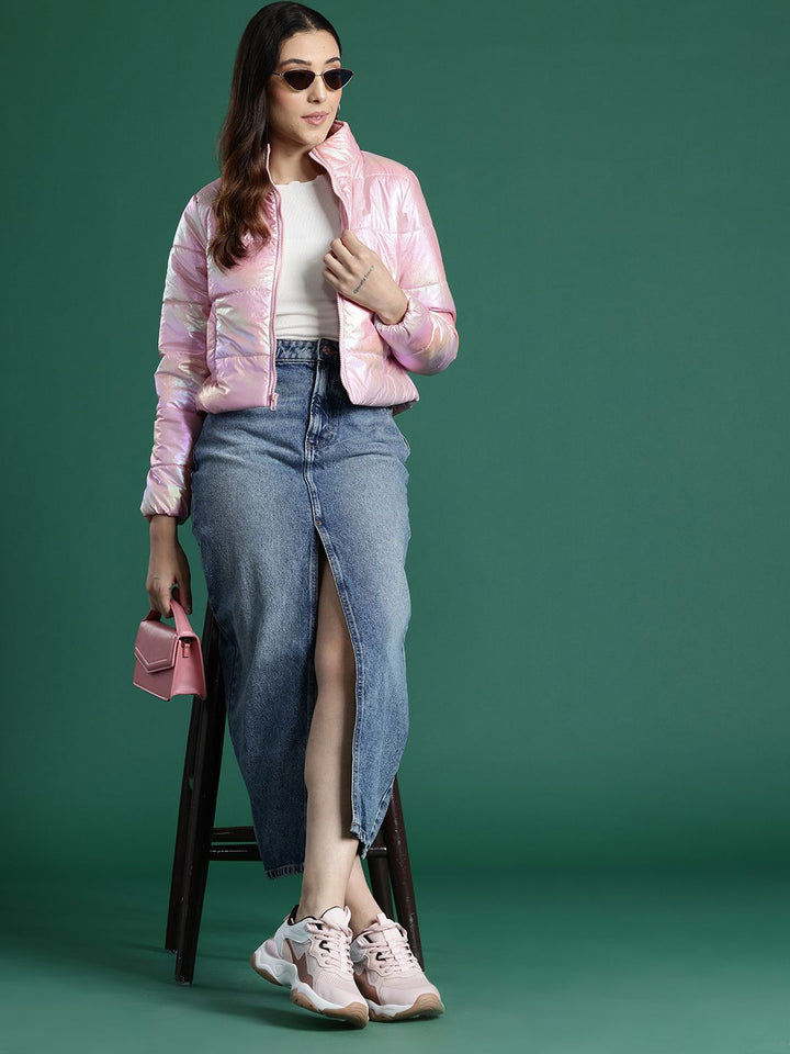 DressBerry  Dual-Toned Shimmer Puffer Jacket