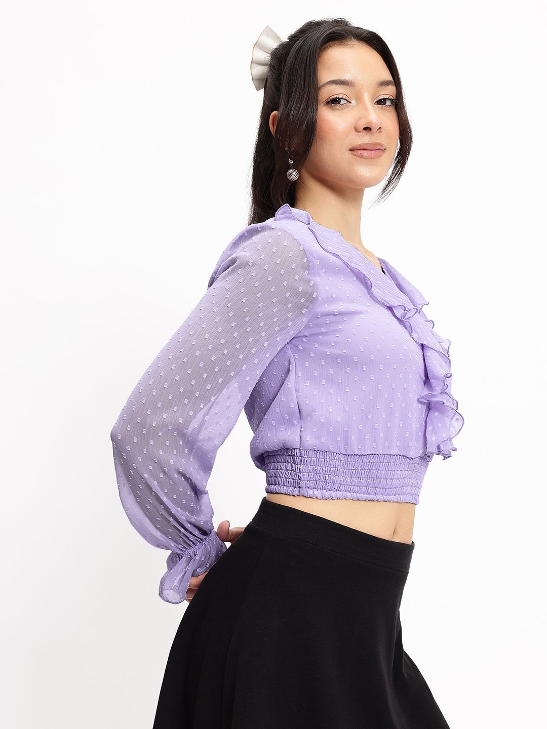 DressBerry Dobby Dream Ruffled Blouson Top