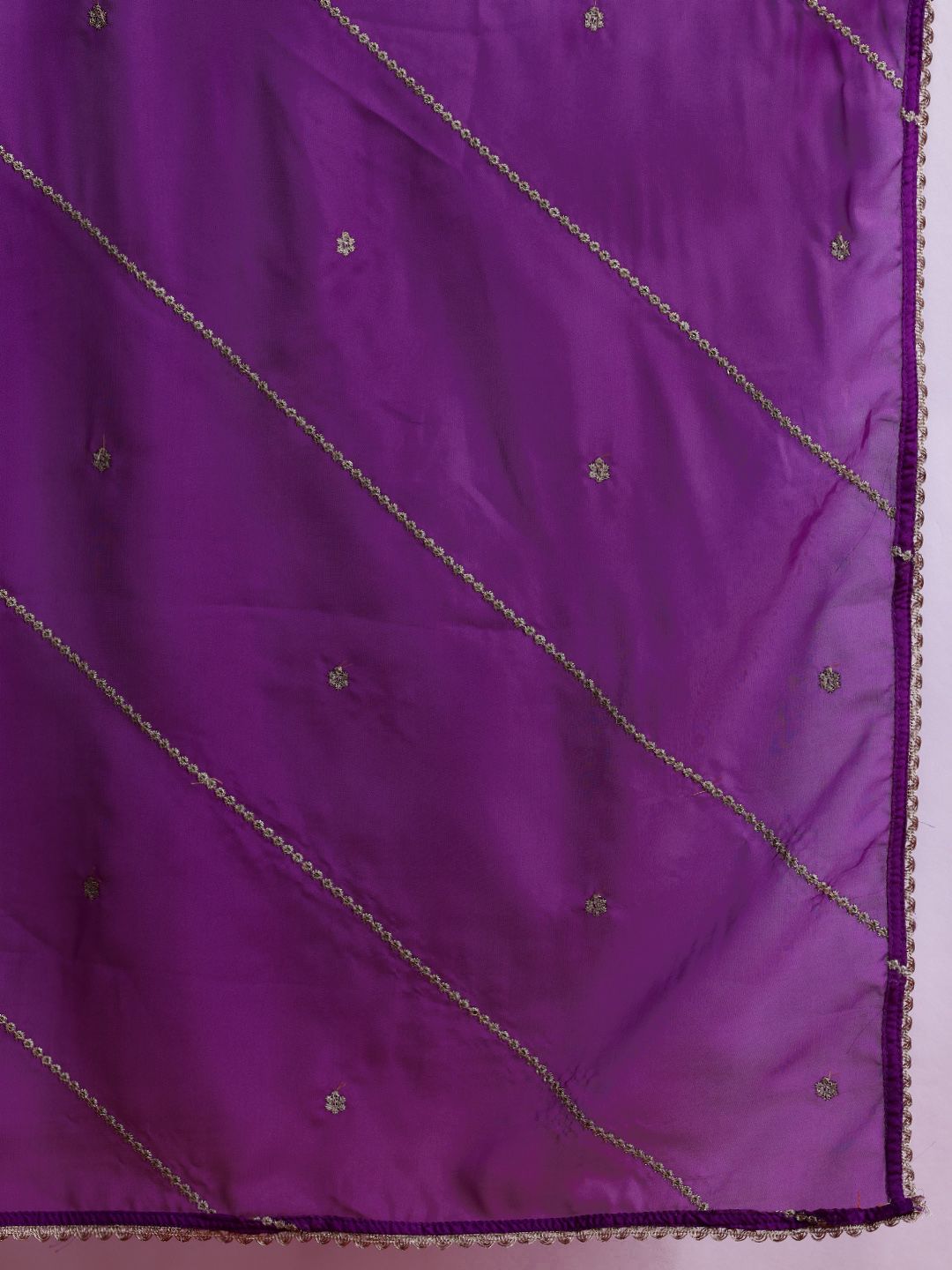 Indo Era Floral Embroidered Pleated Aari Work Liva Kurta With Trousers & Dupatta
