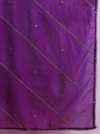 Indo Era Floral Embroidered Pleated Aari Work Liva Kurta With Trousers & Dupatta