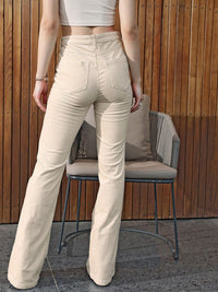STREET 9 Women Cream-Coloured Loose Fit High-Rise Cotton Trousers