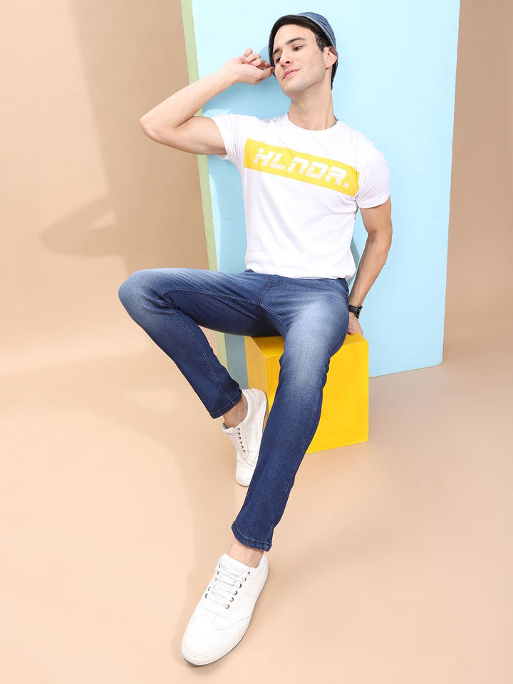 The Indian Garage Co Men Blue Slim Fit Low-Rise Clean Look Stretchable Jeans