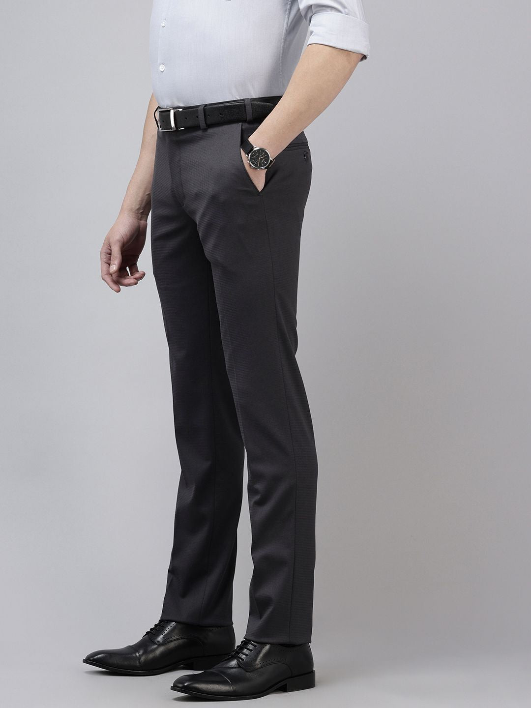 Park Avenue Men Textured Slim Fit Trousers