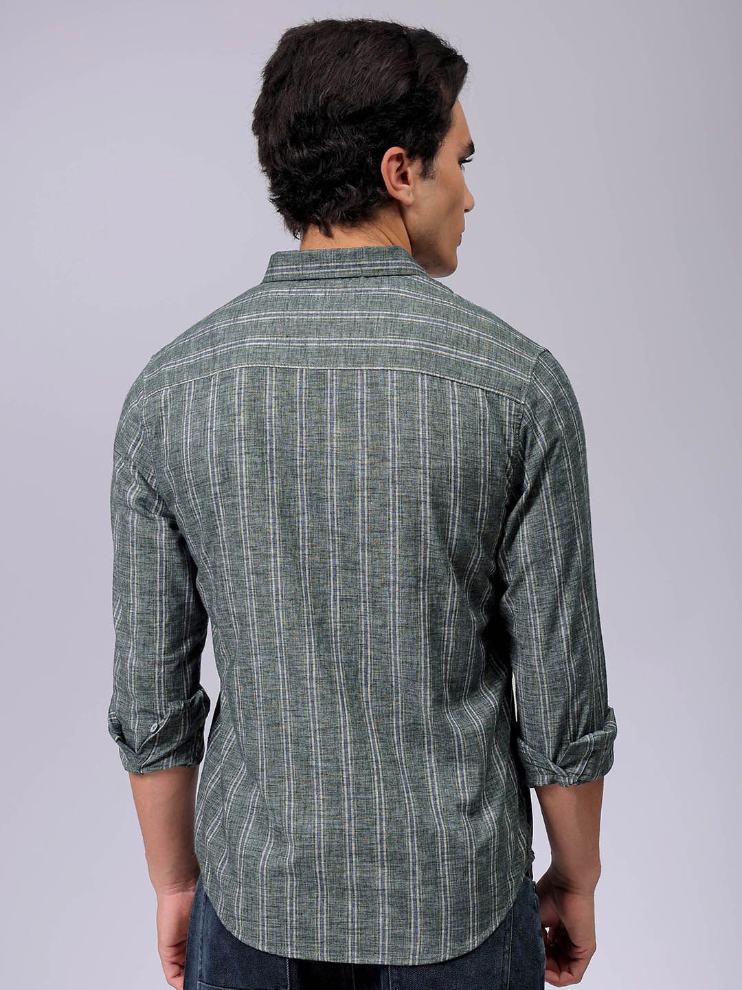 The Indian Garage Co Men Slim Fit Multi Stripes Opaque Striped Casual Shirt