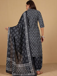 Varanga Floral Printed V-Neck Angrakha Straight Kurta With Salwar And Dupatta