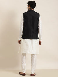 SOJANYA Mandarin Collar Straight Regular Kurta With Churidar & Nehru Jacket