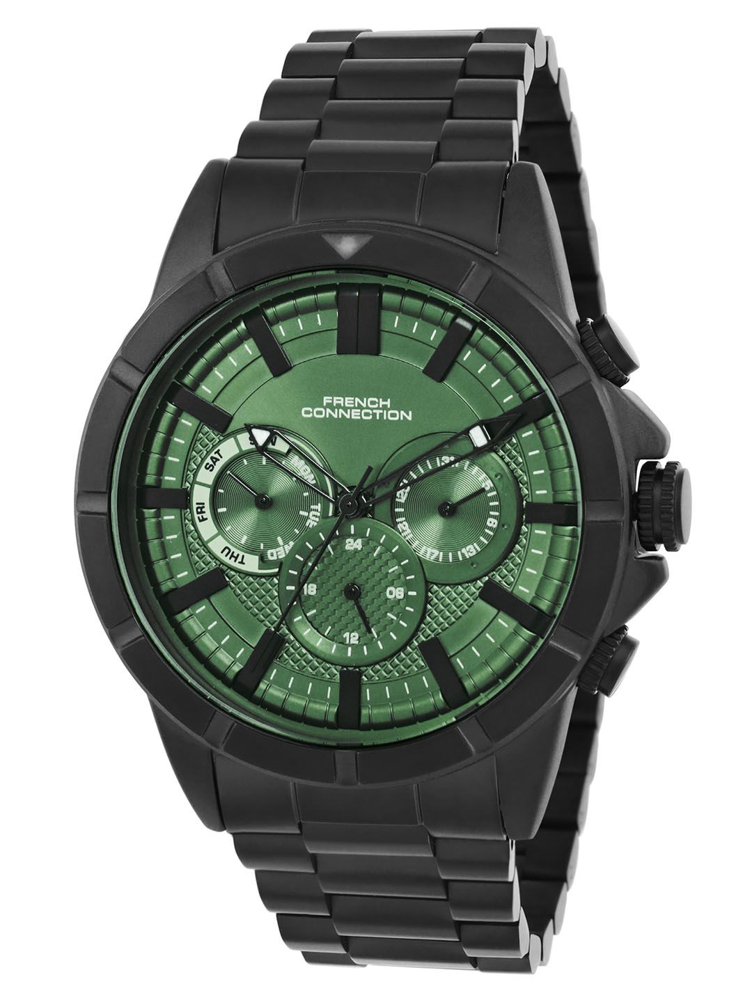 Sambungan Perancis Lelaki Dial & Tali Keluli Tahan Karat Analog Watch FCH05BM-G