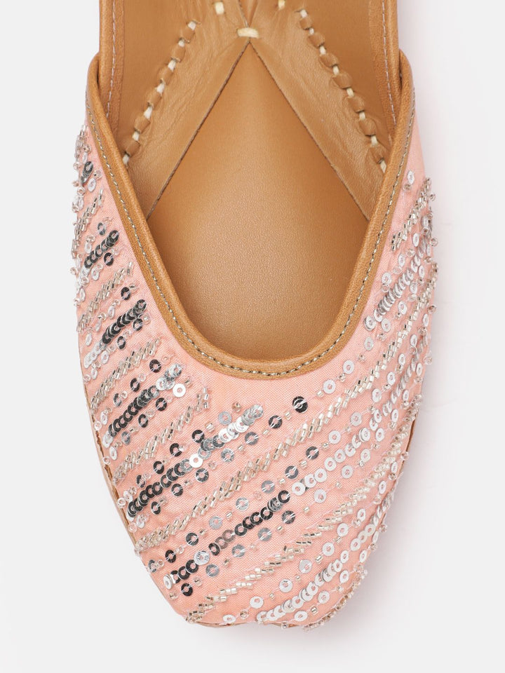 House of Pataudi Women Sequin Embellished Mojaris