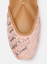 House of Pataudi Women Sequin Embellished Mojaris