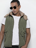 The Indian Garage Co Men Slim Fit Puffer Jacket with Detachable Hood