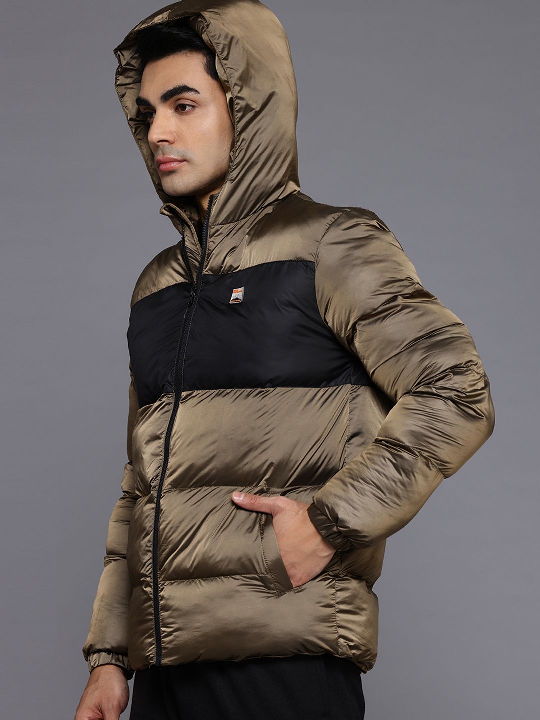 HRX by Hrithik Roshan Colourblocked Hooded Puffer Jacket