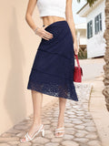 DressBerry Tiered Lace Asymmetric A-Line Midi Skirt