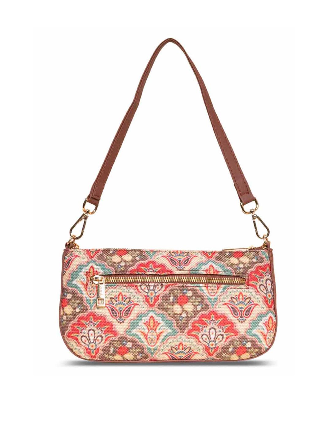 ZOUK Floral Printed Structured Baguette Bag Handbags