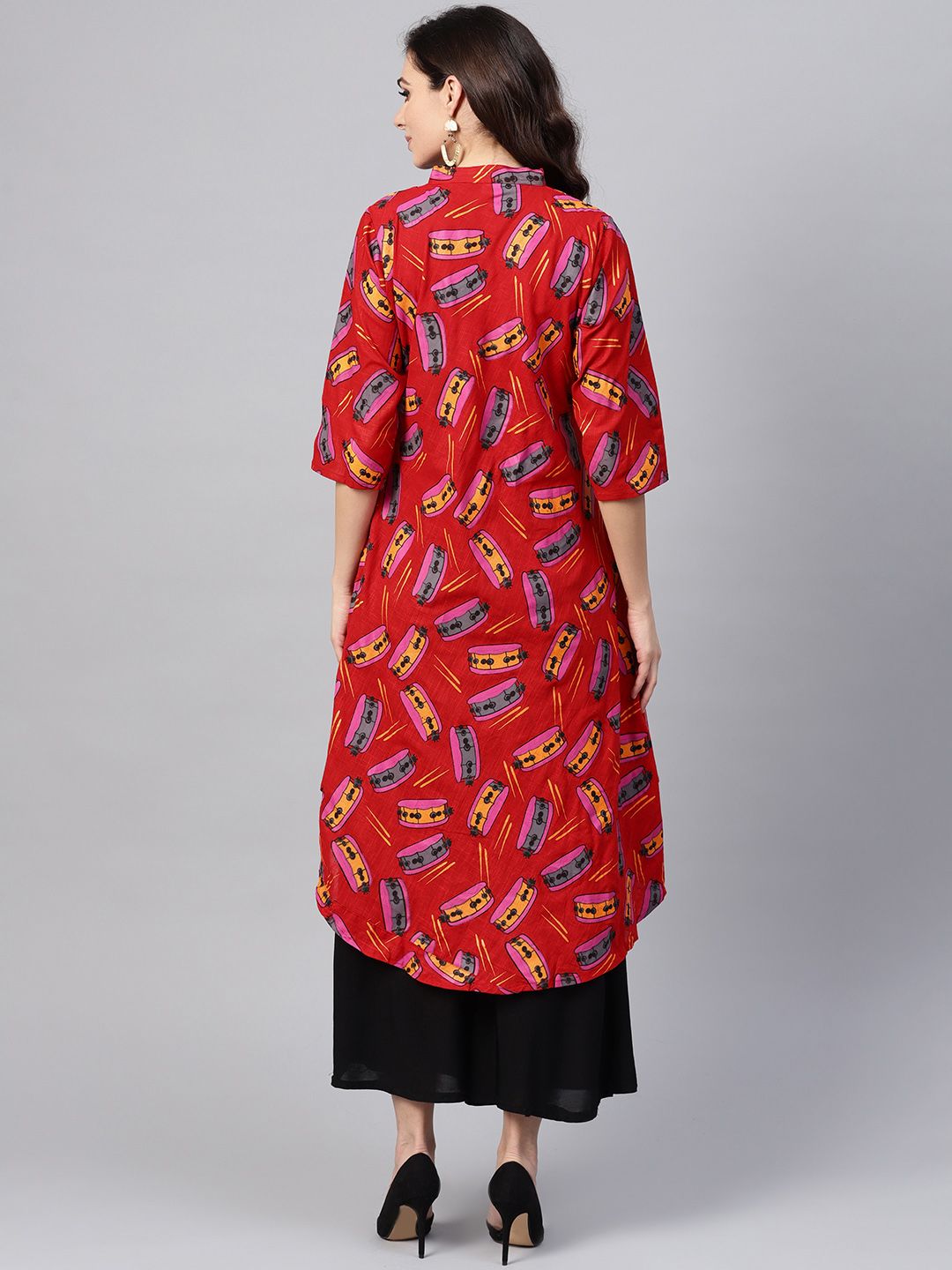 SOJANYA Women Red & Pink Printed A-Line Kurta