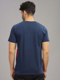 ADRO Colourblocked Regular Fit Cotton T-shirt
