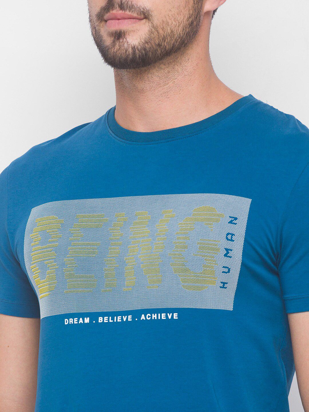 Being Human Men Blue Typography Printed T-shirt