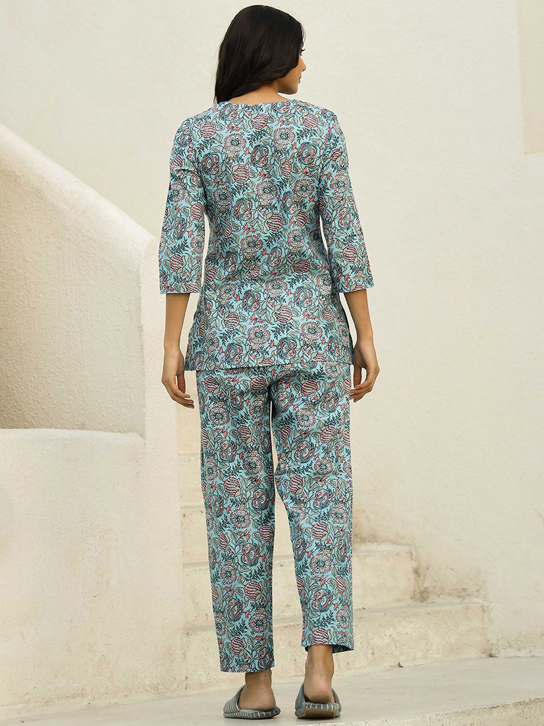 SANSKRUTIHOMES Women Printed Pure Cotton Night suit