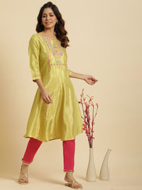 W Ethnic Motifs Embroidered Sequinned A Line Kurta