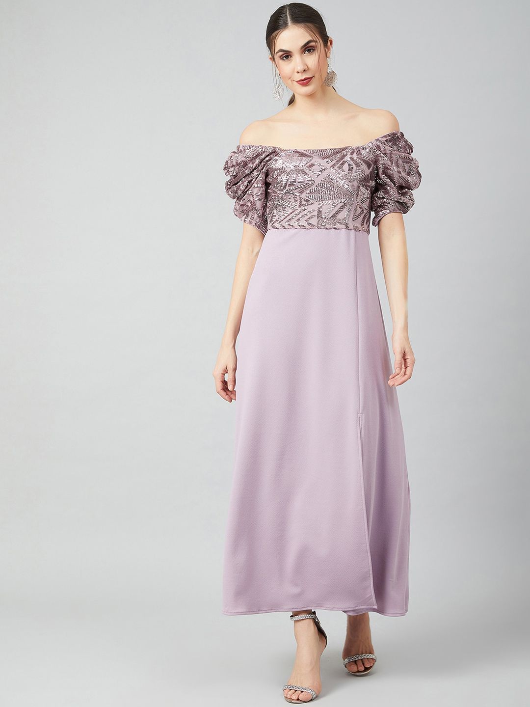 Athena Women Lavender Embellished Maxi Dress