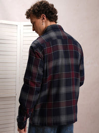LOCOMOTIVE Premium Fit Tartan Checked Dobby Textured Oversized Shacket
