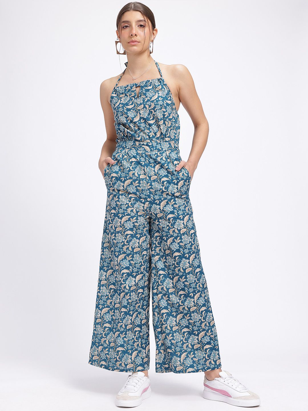 DressBerry Floral Story Halter Neck Basic Jumpsuit