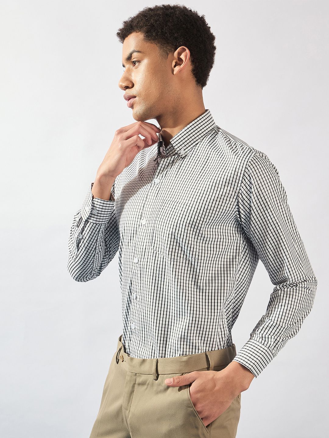 DENNISON Men Smart Micro Checks Formal Shirt